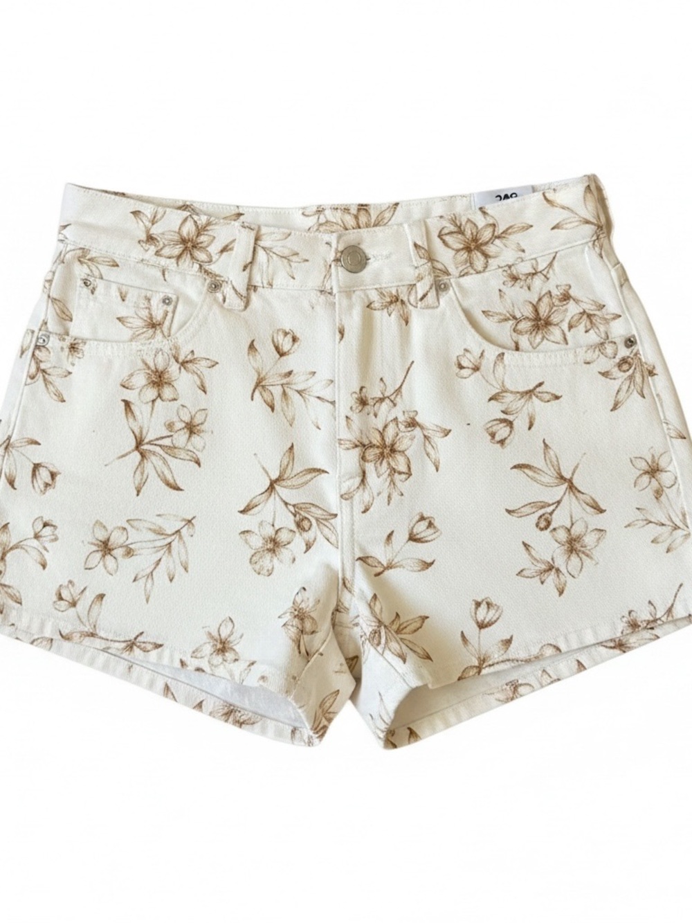 NWOT, Size 26, PacSun Cream Floral High-Rise Cotton Shorts